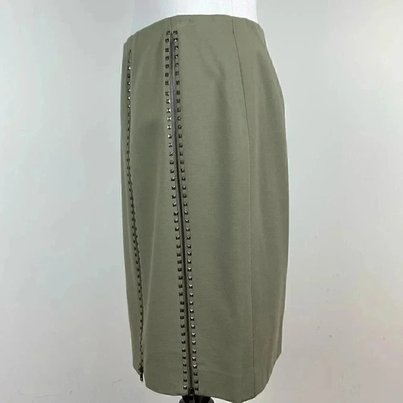 Carlisle womens skirt size 6 army green studded zippered pencil - Picture 6 of 12